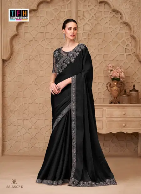 Black Colour Silver Screen 32007 D Hit By Tfh Party Wear Saree Wholesale Online